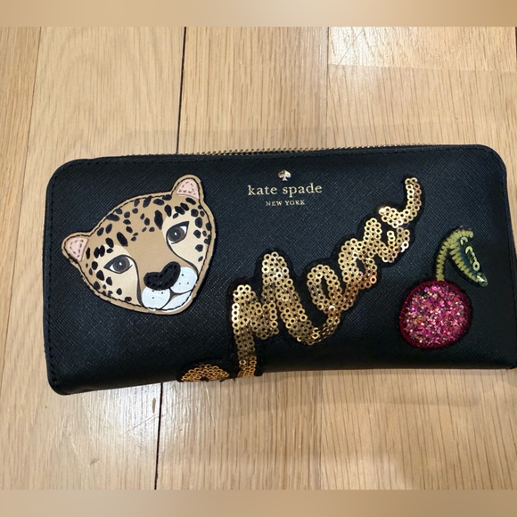 kate spade Accessories - Kate Spade Black Wallet with Gold and Pink Accents